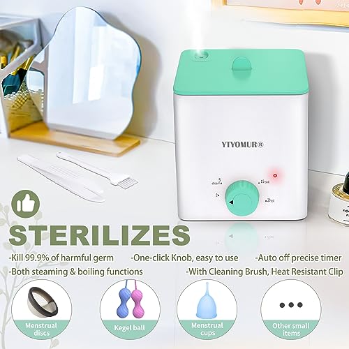 YTYOMUR Menstrual Cup Steamer Sterilizer with 2 Reusable Period Cups, Menstrual Cups Cleaner
